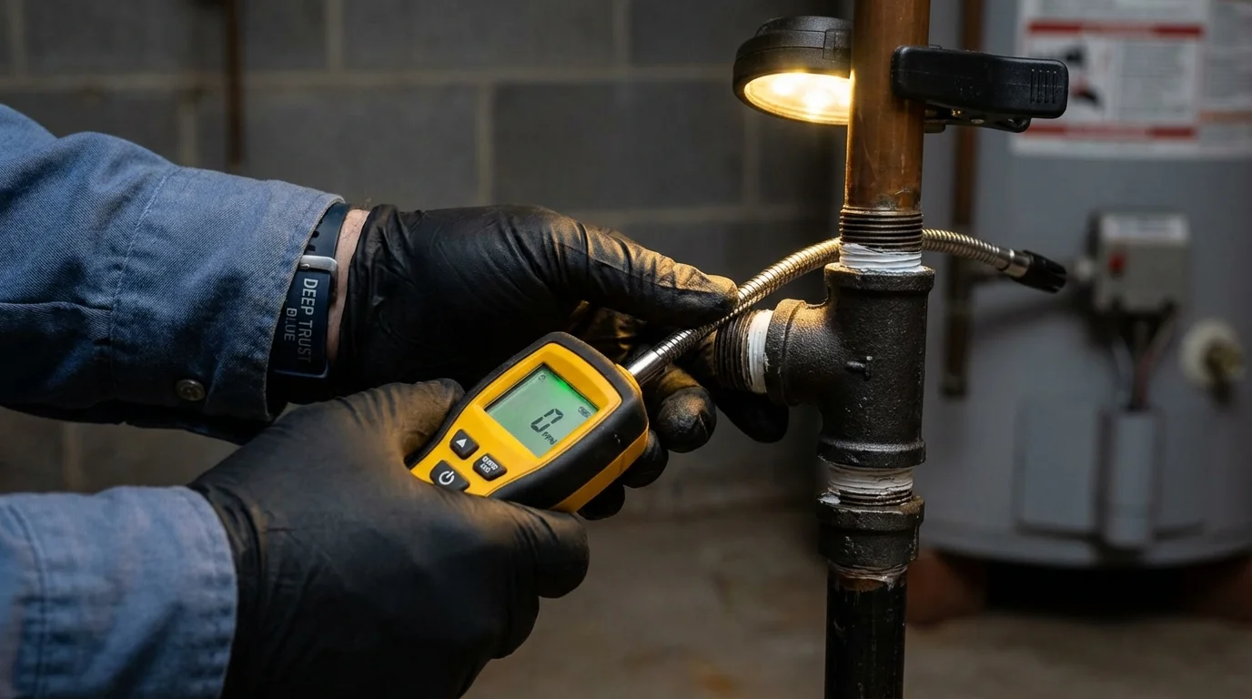 Gas leak detection with electronic sniffer by Johns Plumbing LLC in Ruston